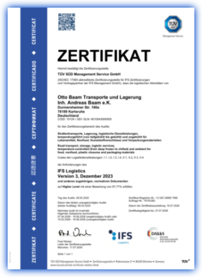 beispiel ifs zertifikat, klein