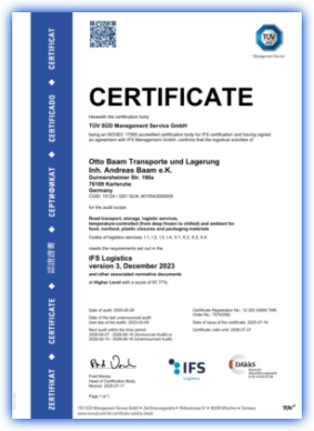 beispiel ifs zertifikat, klein